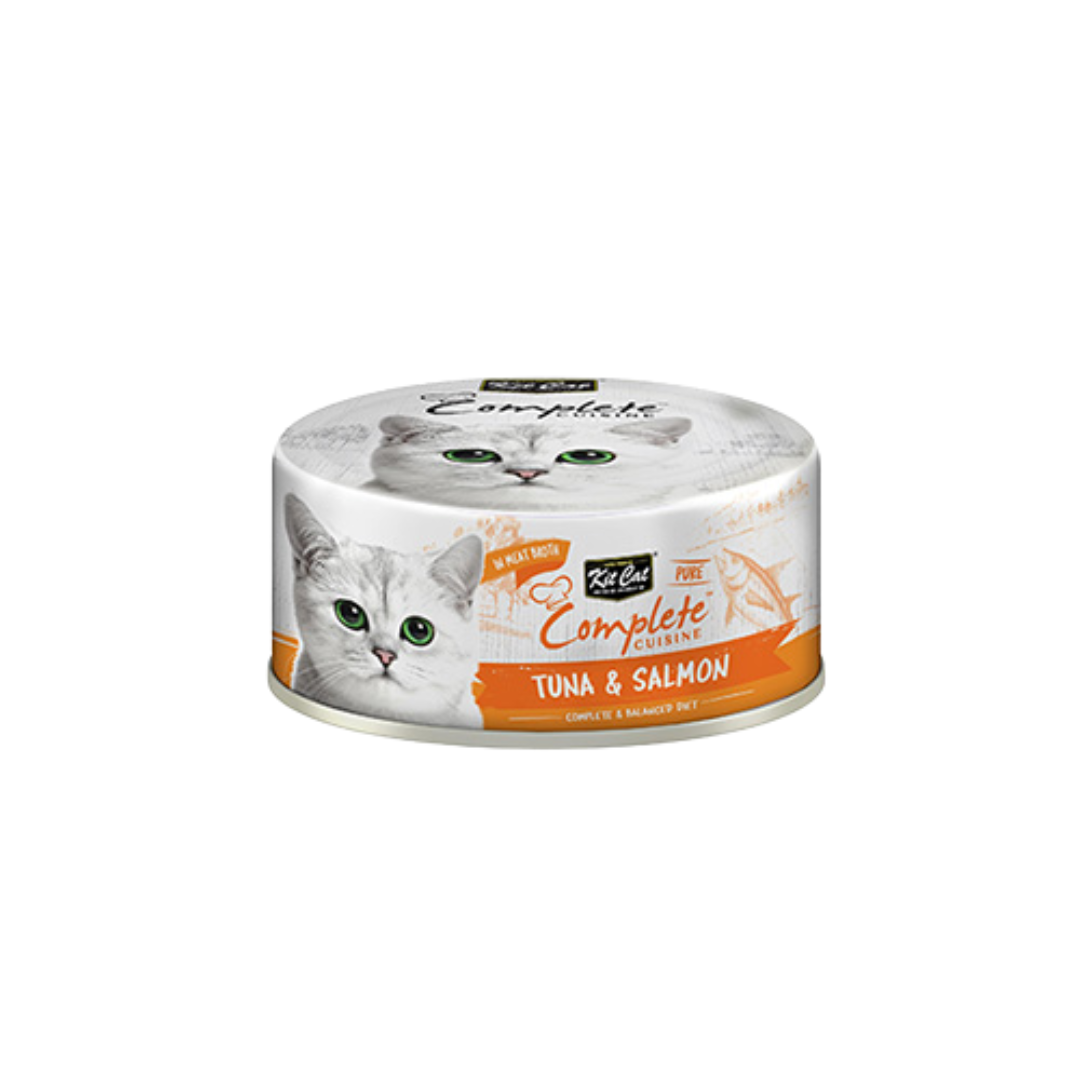 Kit Cat Wet Cat Food - Complete Cuisine Pure Tuna & Salmon in Broth Canned