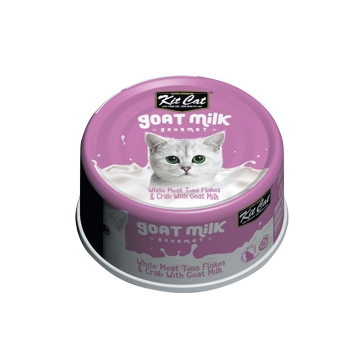 Kit Cat Wet Cat Food - Goat Milk Gourmet White Meat Tuna Flakes & Crab With Goat Milk Canned