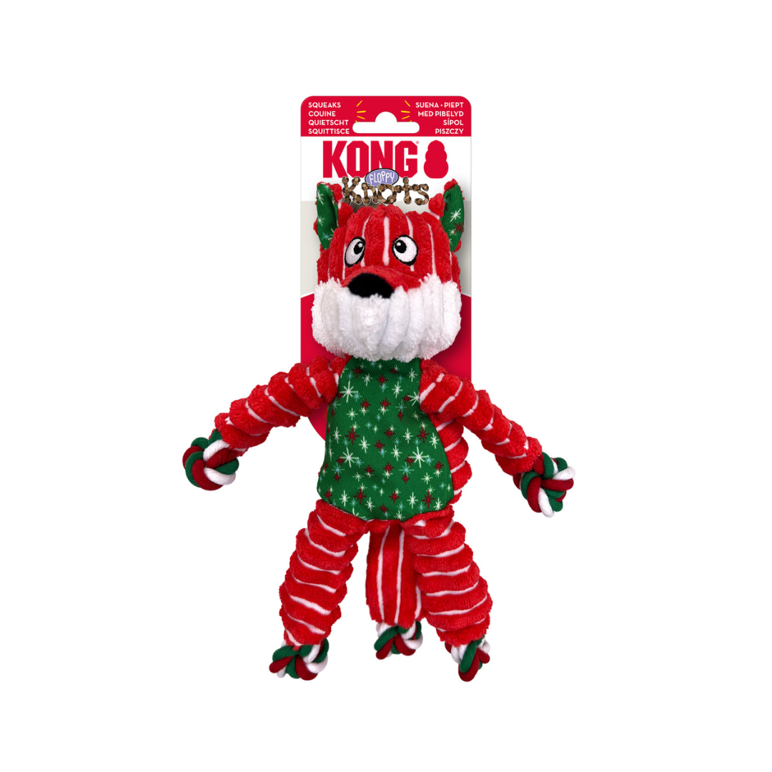 Kong Dog Toy - Holiday Floppy Knots Fox