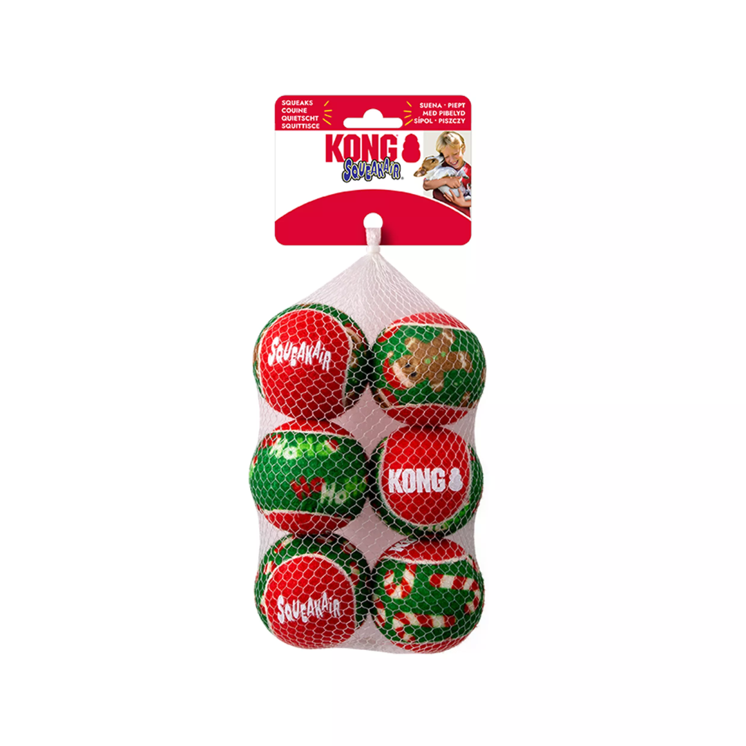 Kong Dog Toy - Holiday SqueakAir Balls 6 Pack