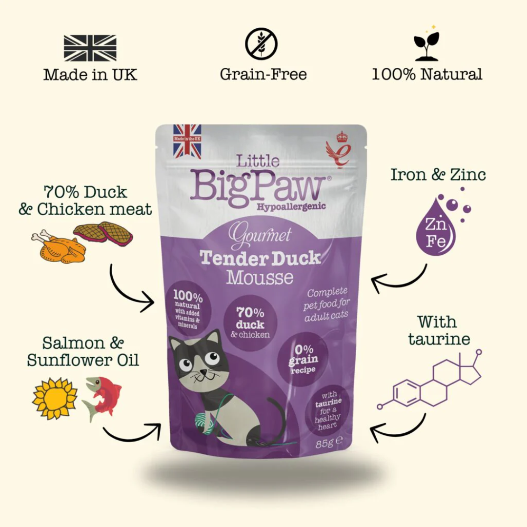 Little Big Paw Wet Cat Food - Gourmet Tender Duck Mousse Pouch
