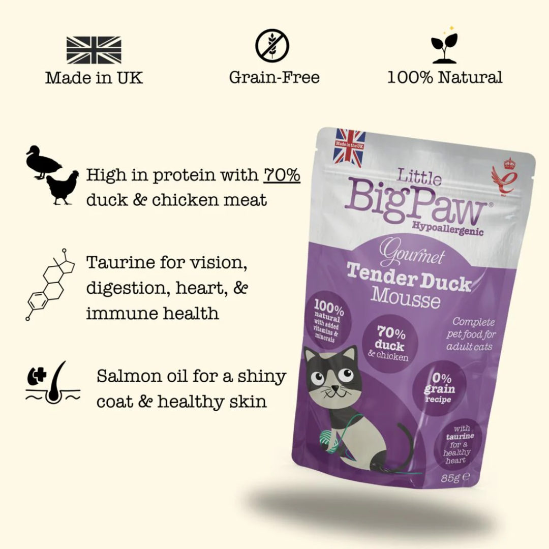 Little Big Paw Wet Cat Food - Gourmet Tender Duck Mousse Pouch