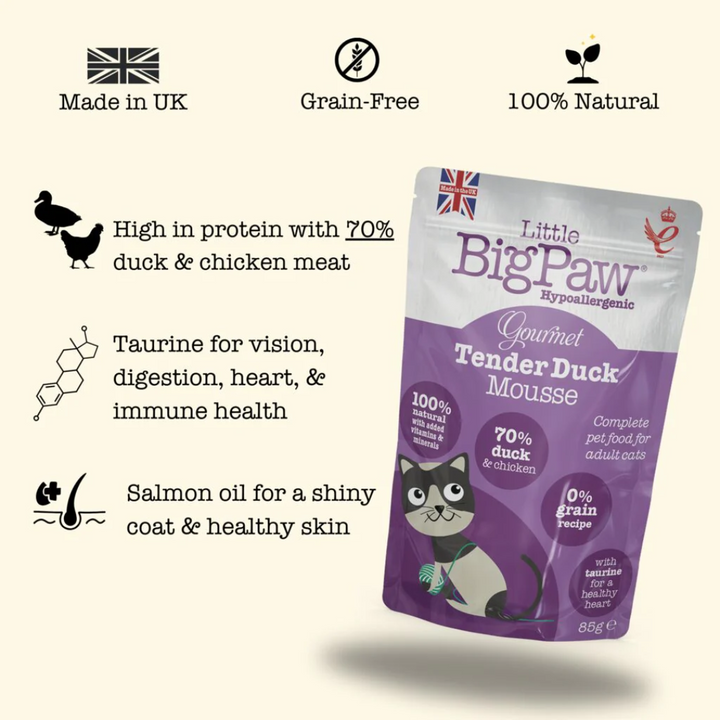 Little Big Paw Wet Cat Food - Gourmet Tender Duck Mousse Pouch