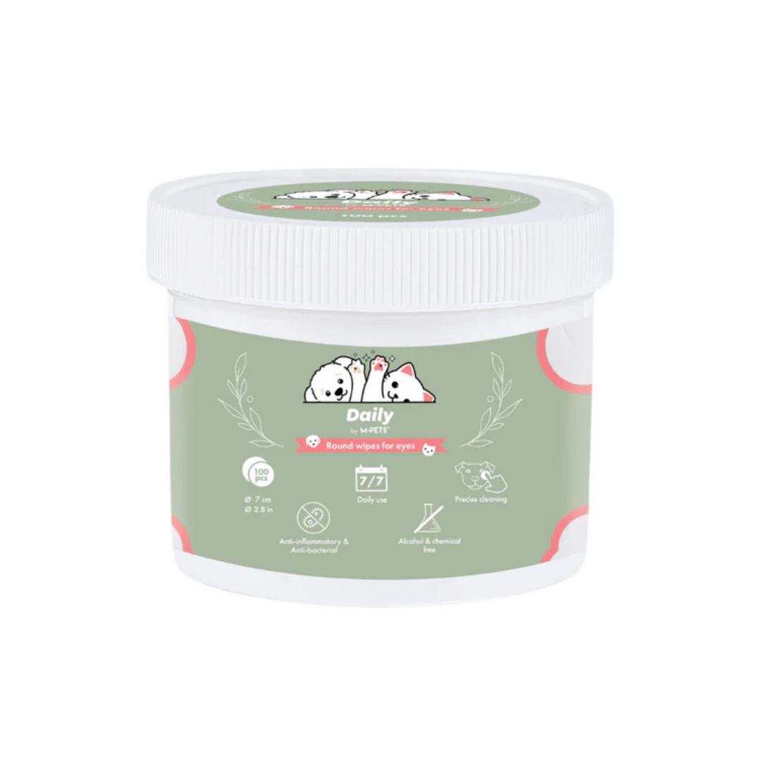 M-PETS Pet Grooming Supplies - DAILY Round Wipes for Eyes