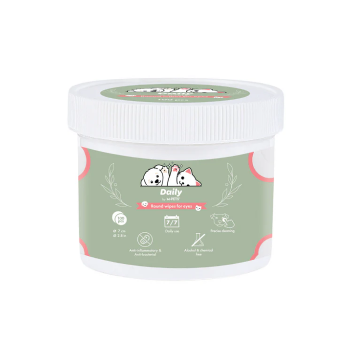 M-PETS Pet Grooming Supplies - DAILY Round Wipes for Eyes