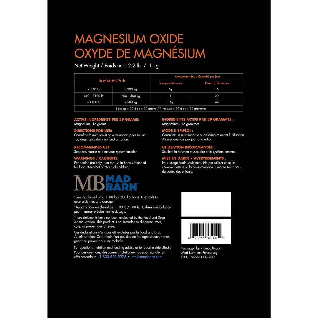 Equine Supplements - Mad Barn Magnesium Oxide