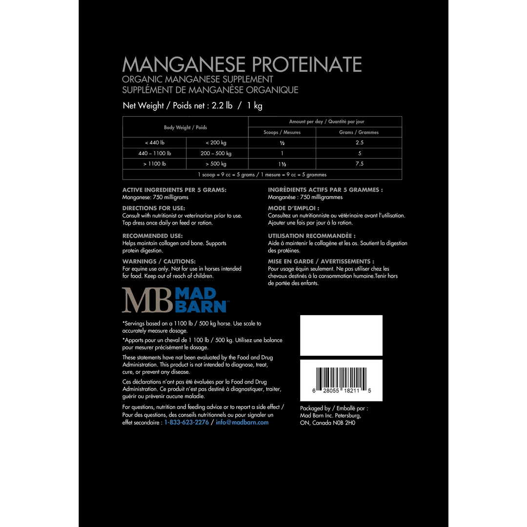 Equine Supplements - Mad Barn Manganese Proteinate - 15%