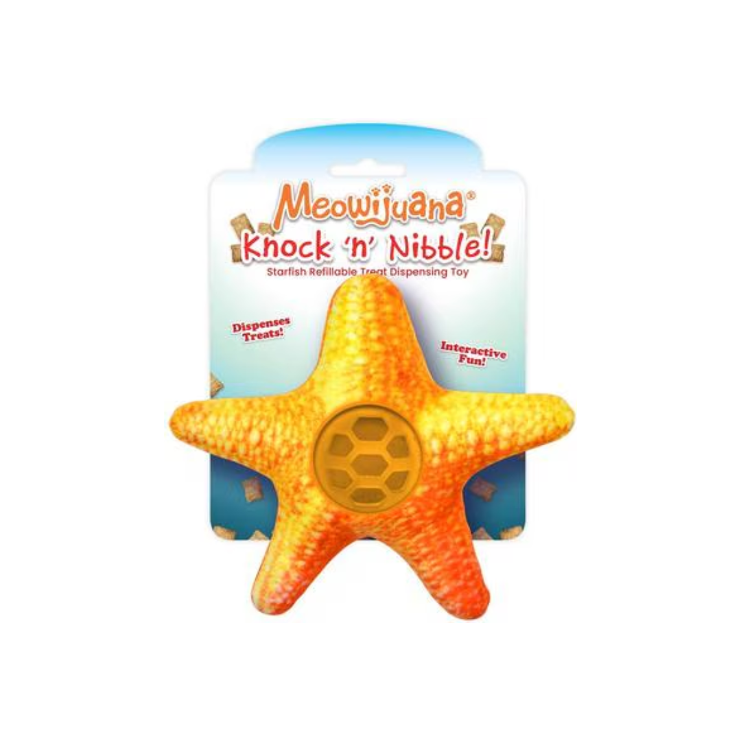 Meowijuana Cat Toy - Knock 'n' Nibble Starfish Treat Dispenser