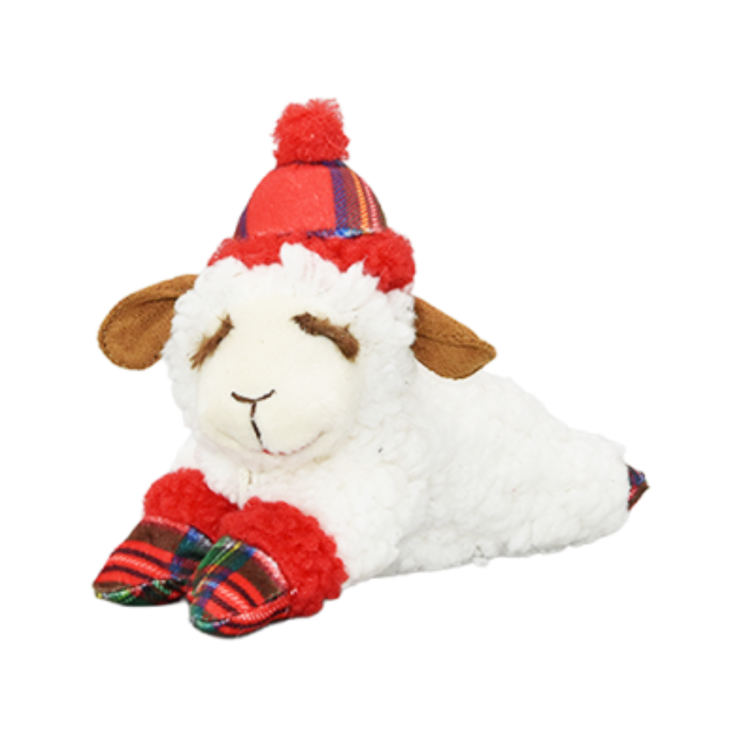 Multipet Dog Toys - Holiday Lamb Chop Red Plaid