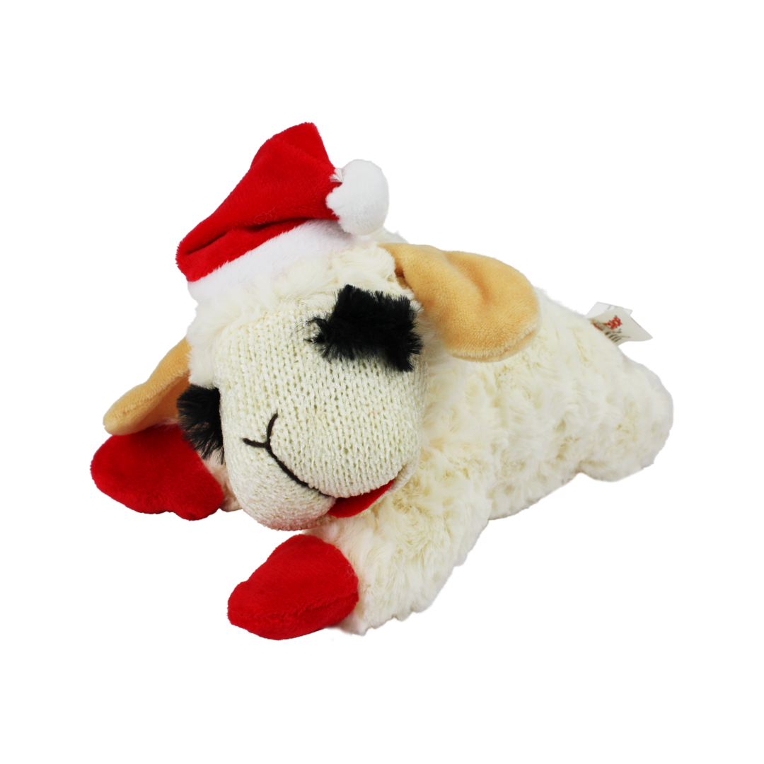Multipet Dog Toys - Holiday Lamb Chop Santa Hat & Mittens