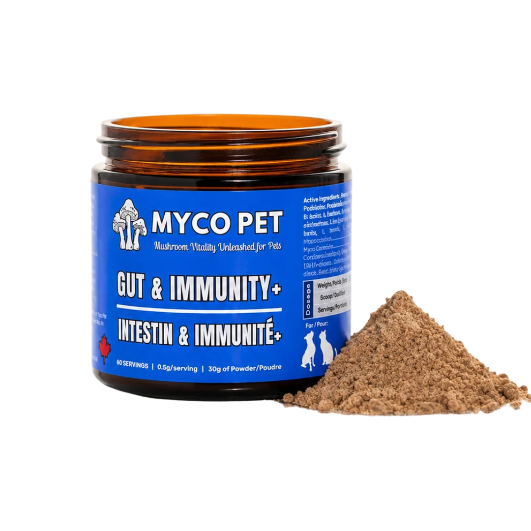 Myco Pet Dog & Cat Supplements - Gut & Immunity+ Probiotic Mushroom Powder