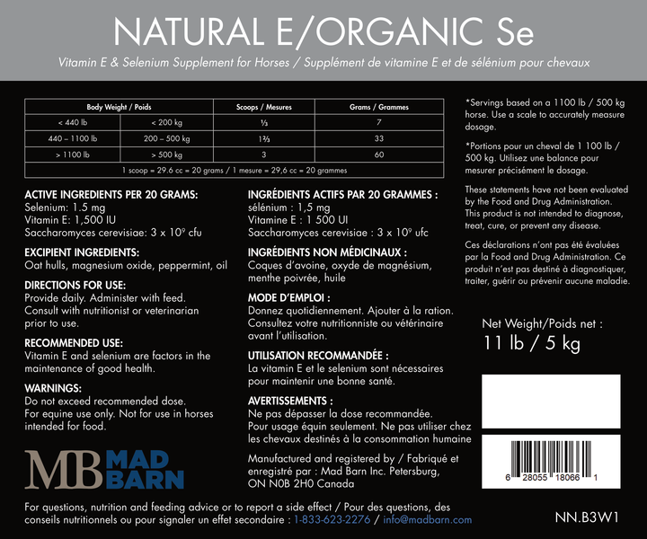 Equine Supplements - Mad Barn Natural E/Organic Se Pellet