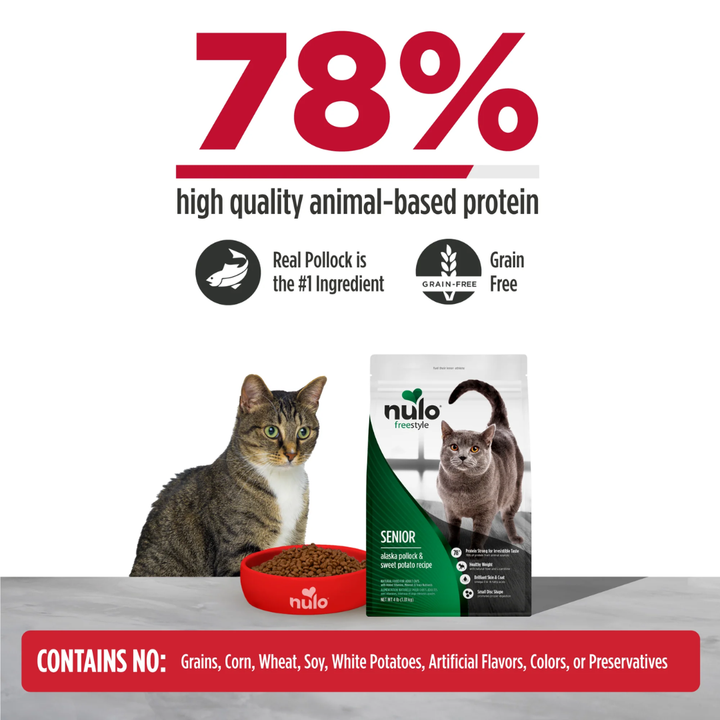 Nulo Freestyle Dry Cat Food - High-Protein Kibble For Seniors Alaska Pollock, Duck & Sweet Potato Recipe