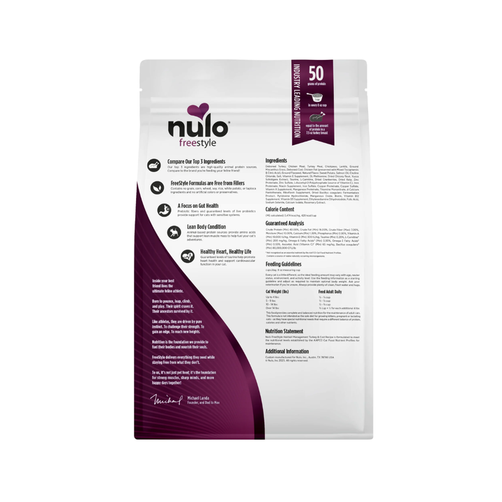 Nulo Freestyle Dry Cat Food - High-Protein Kibble Hairball Management Turkey & Cod Recipe