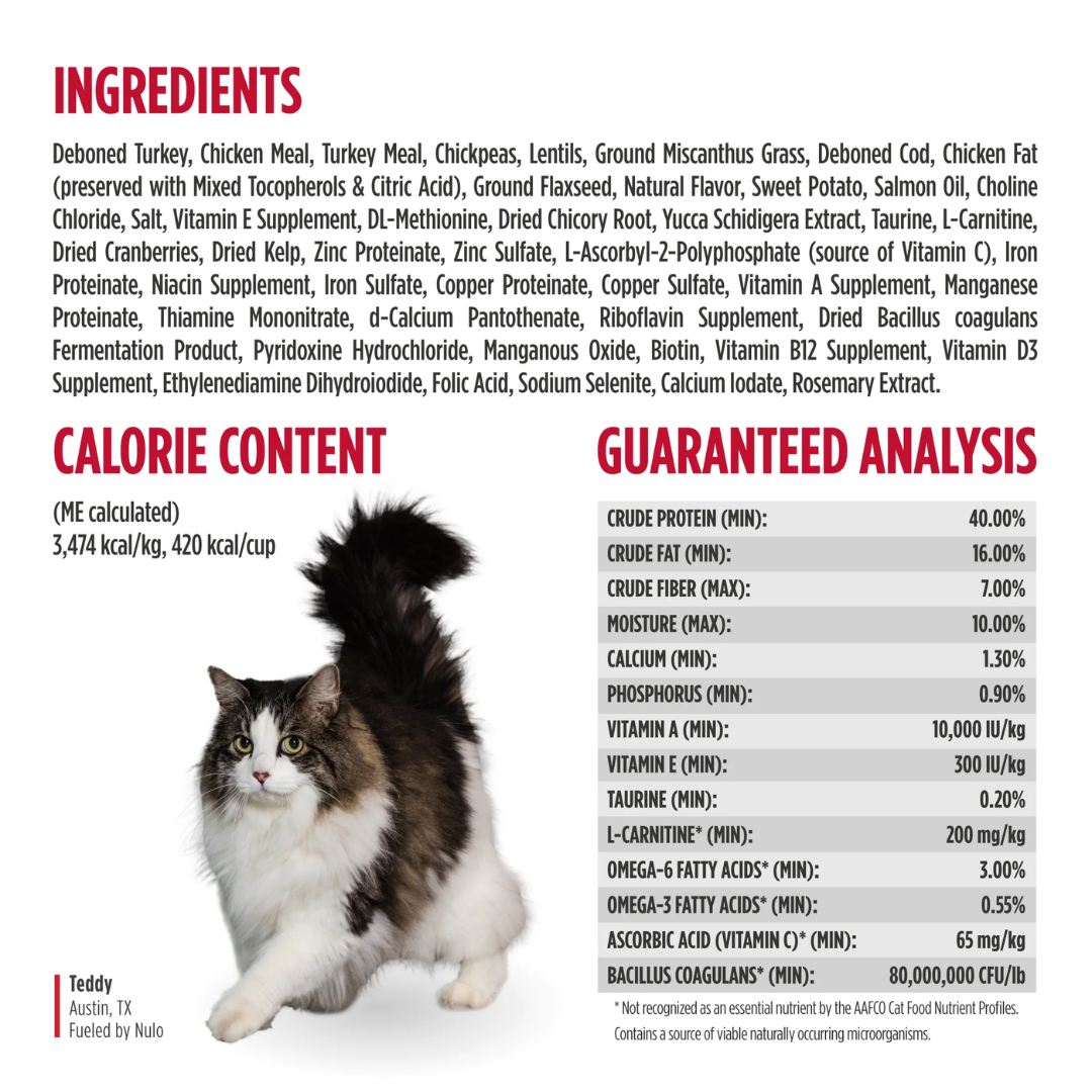 Nulo Freestyle Dry Cat Food - High-Protein Kibble Hairball Management Turkey & Cod Recipe