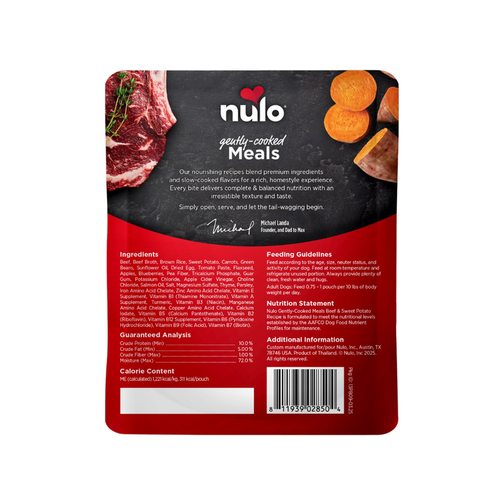 Nulo Wet Dog Food - Gently-Cooked Meals Beef & Sweet Potato