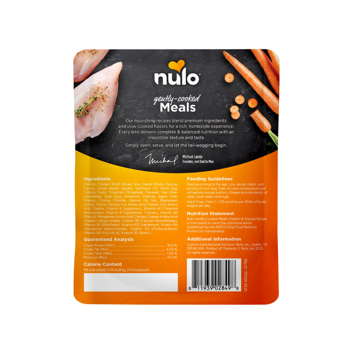 Nulo Wet Dog Food - Gently-Cooked Meals Chicken & Quinoa Recipe