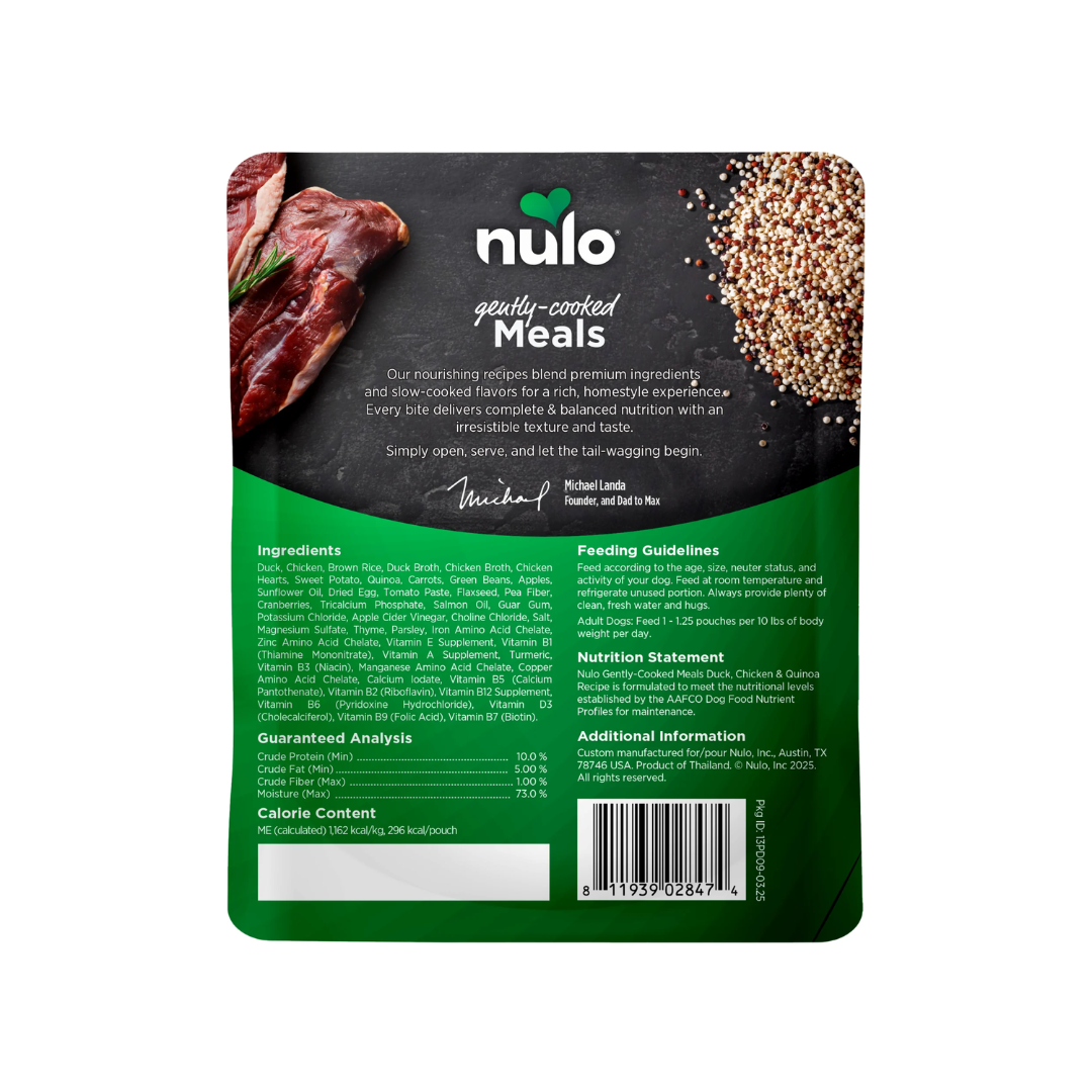 Nulo Wet Dog Food - Gently-Cooked Meals Duck, Chicken & Quinoa Recipe