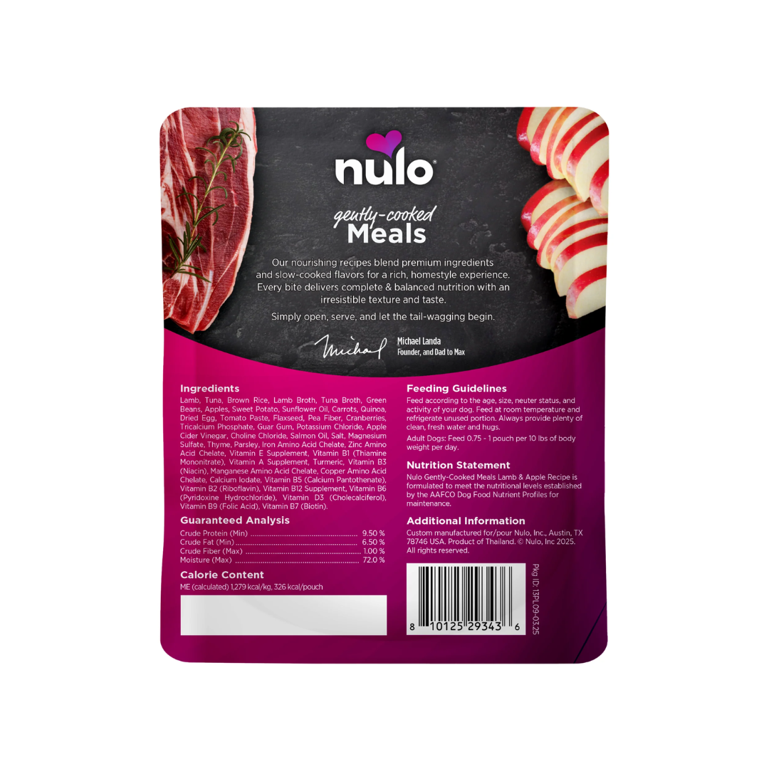 Nulo Wet Dog Food - Gently-Cooked Meals Lamb & Apple Recipe