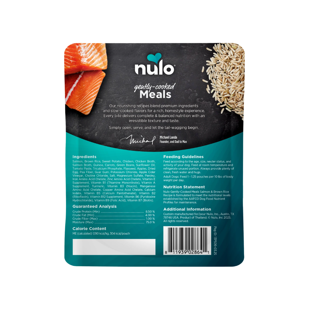 Nulo Wet Dog Food - Gently-Cooked Meals Salmon & Brown Rice Recipe