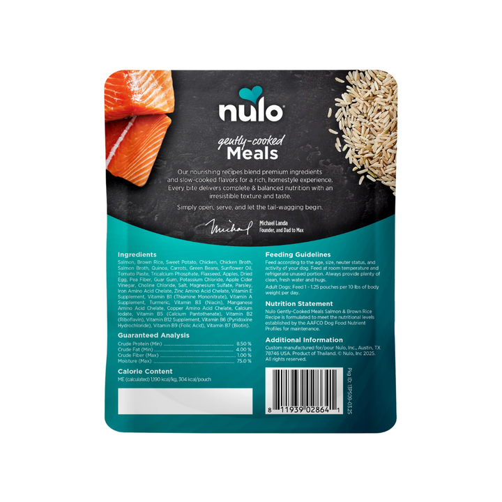 Nulo Wet Dog Food - Gently-Cooked Meals Salmon & Brown Rice Recipe