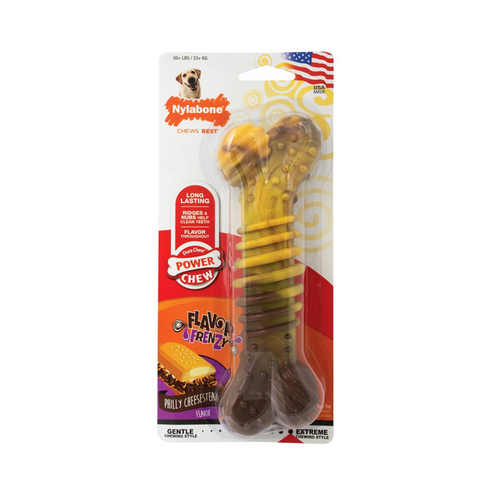 Nylabone Dog Toys - Flavor Frenzy Texture Bone Philly Cheesesteak