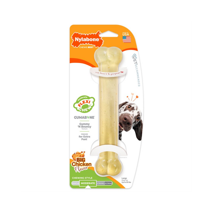 Nylabone Dog Toys - Flexi Chew Gumabone Original Bone Chicken Flavor