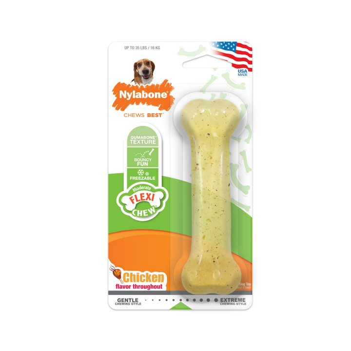 Nylabone Dog Toys - Flexi Chew Gumabone Original Bone Chicken Flavor