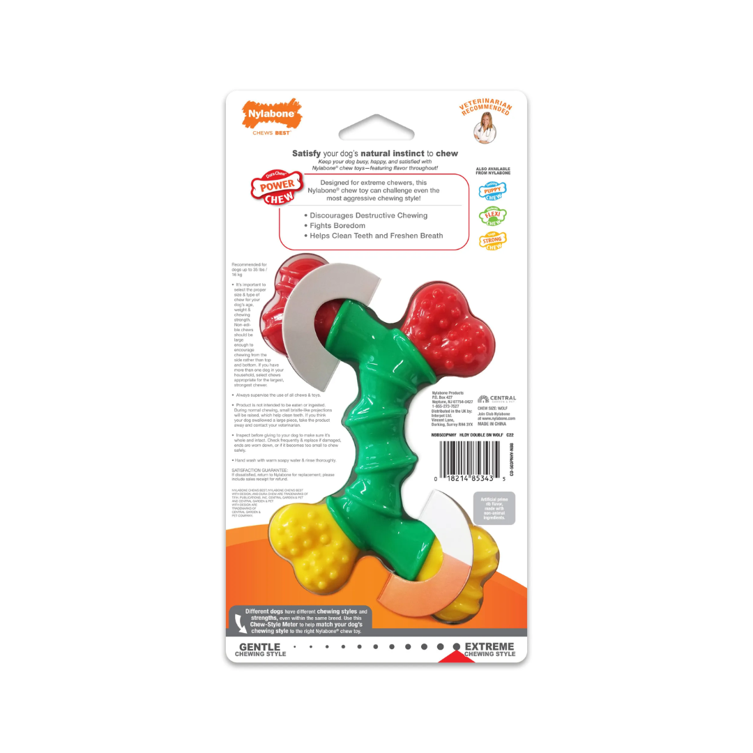 Nylabone Dog Toys - Holiday Double Bone Prime Rib Flavored