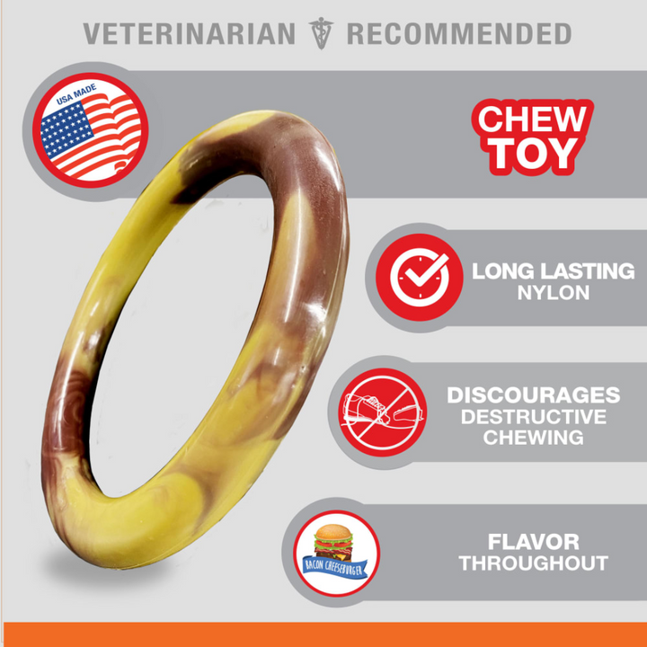 Nylabone Dog Toys - Power Chew Bacon Cheeseburger Flavor Frenzy Ring
