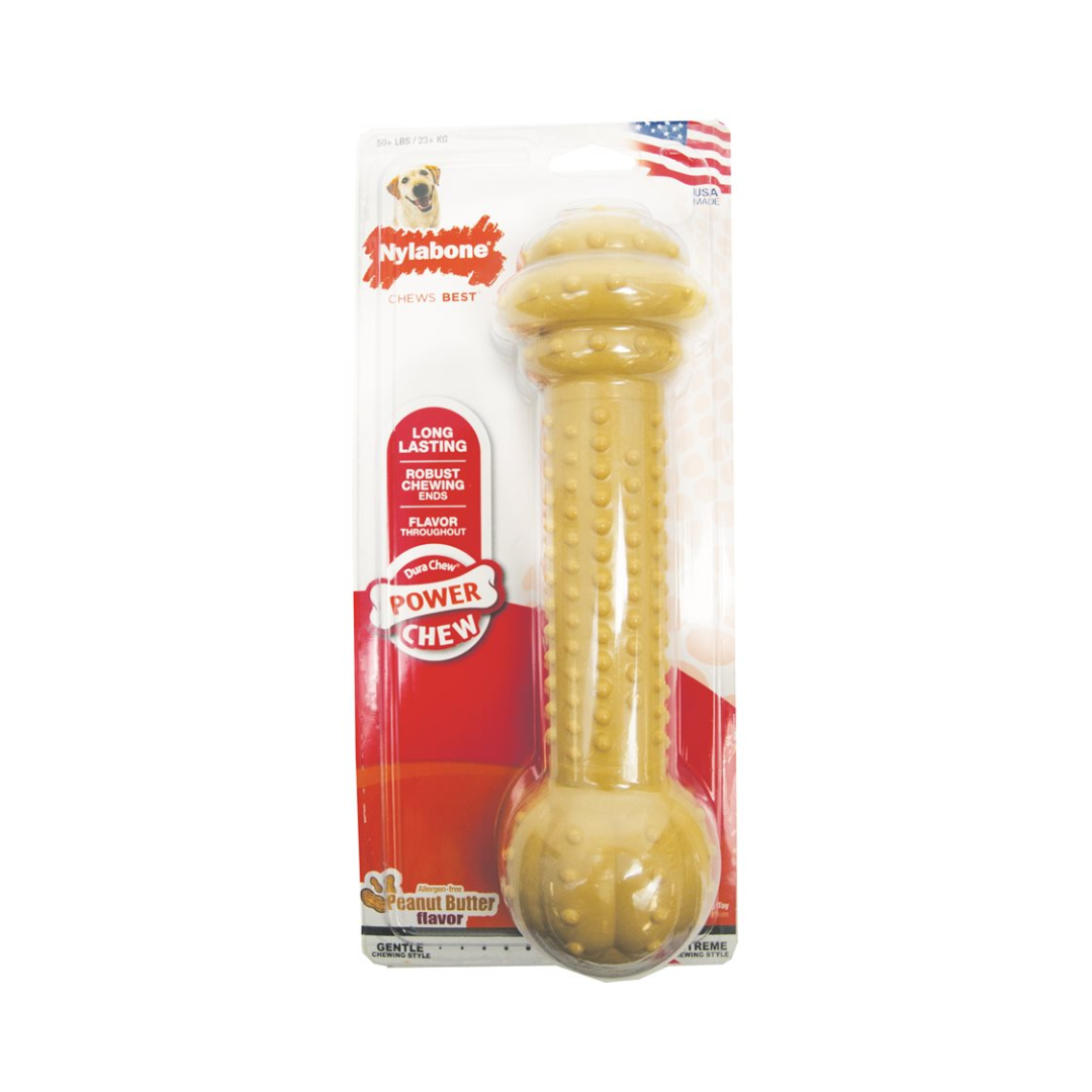 Nylabone Dog Toys - Power Chew Barbell Peanut Butter