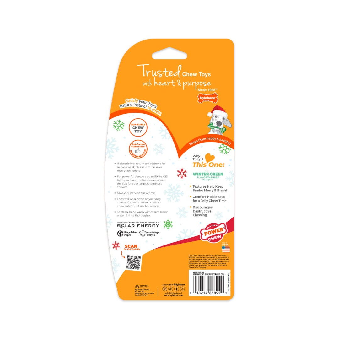 Nylabone Dog Toys - Holiday Power Chew Curvy Dental Bone Chew