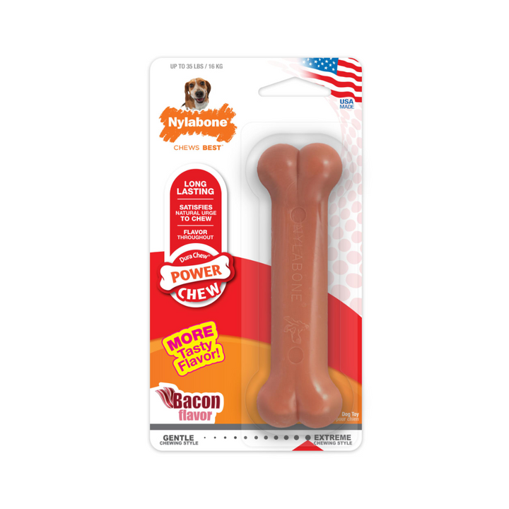 Nylabone Dog Toys - Power Chew Original Bone Bacon