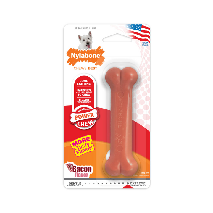 Nylabone Dog Toys - Power Chew Original Bone Bacon