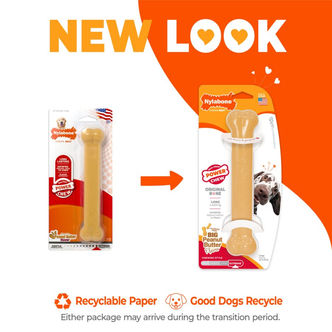 Nylabone Dog Toys - Power Chew Original Bone Peanut Butter