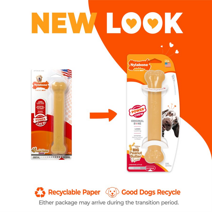 Nylabone Dog Toys - Power Chew Original Bone Peanut Butter
