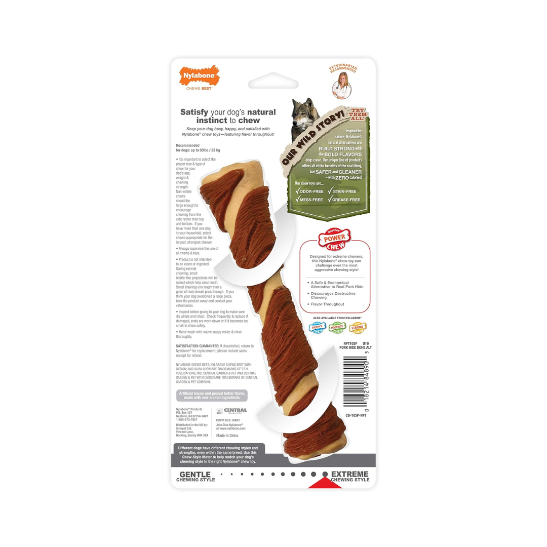 Nylabone Dog Toys - Power Chew Pork Hide Bone Alternative Chew