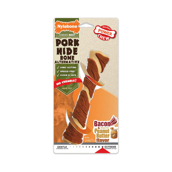 Nylabone Dog Toys - Power Chew Pork Hide Bone Alternative Chew