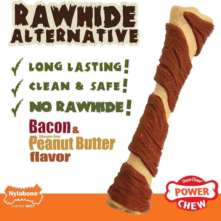Nylabone Dog Toys - Power Chew Pork Hide Bone Alternative Chew