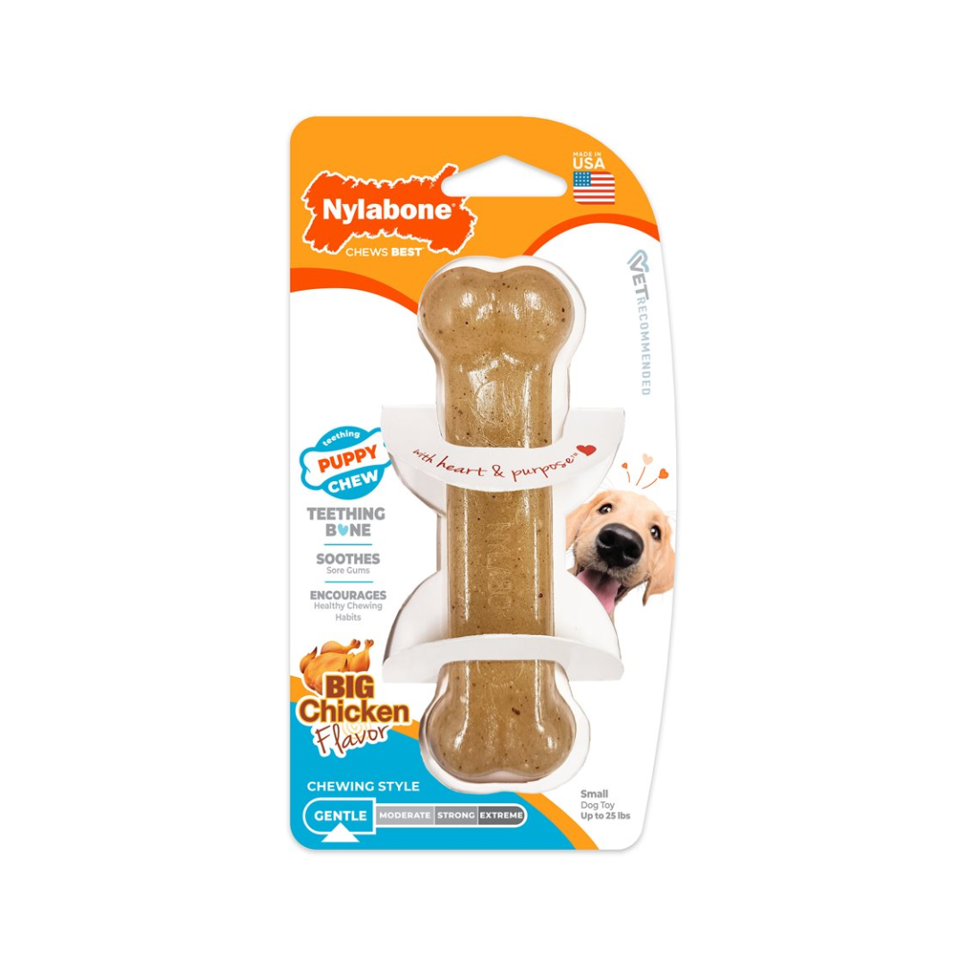 Nylabone Dog Toys Puppy Chew Teething Bone Chew Chicken Flavor
