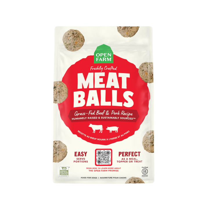Open Farm Dog Food - Gently Cooked Grass-Fed Beef & Pork Freshly Crafted Meatballs