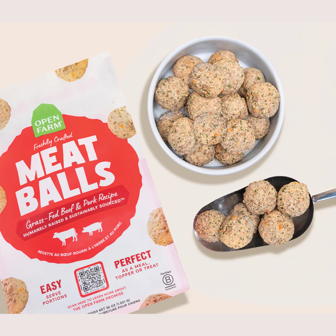 Open Farm Dog Food - Gently Cooked Grass-Fed Beef & Pork Freshly Crafted Meatballs