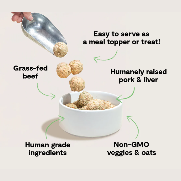 Open Farm Dog Food - Gently Cooked Grass-Fed Beef & Pork Freshly Crafted Meatballs