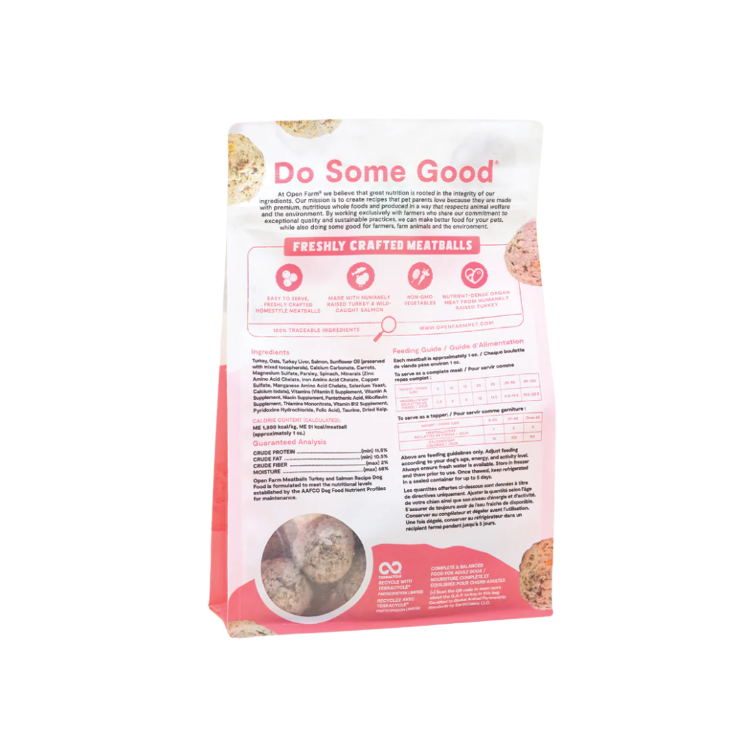 Open Farm Dog Food - Gently Cooked Turkey & Salmon Freshly Crafted Meatballs
