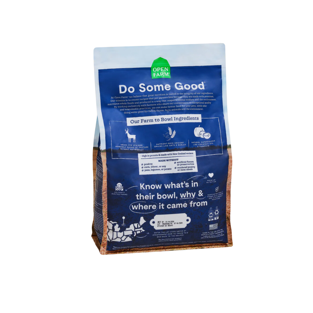 Open Farm Dry Dog Food - New Zealand Venison & Ancient Grains Kibble