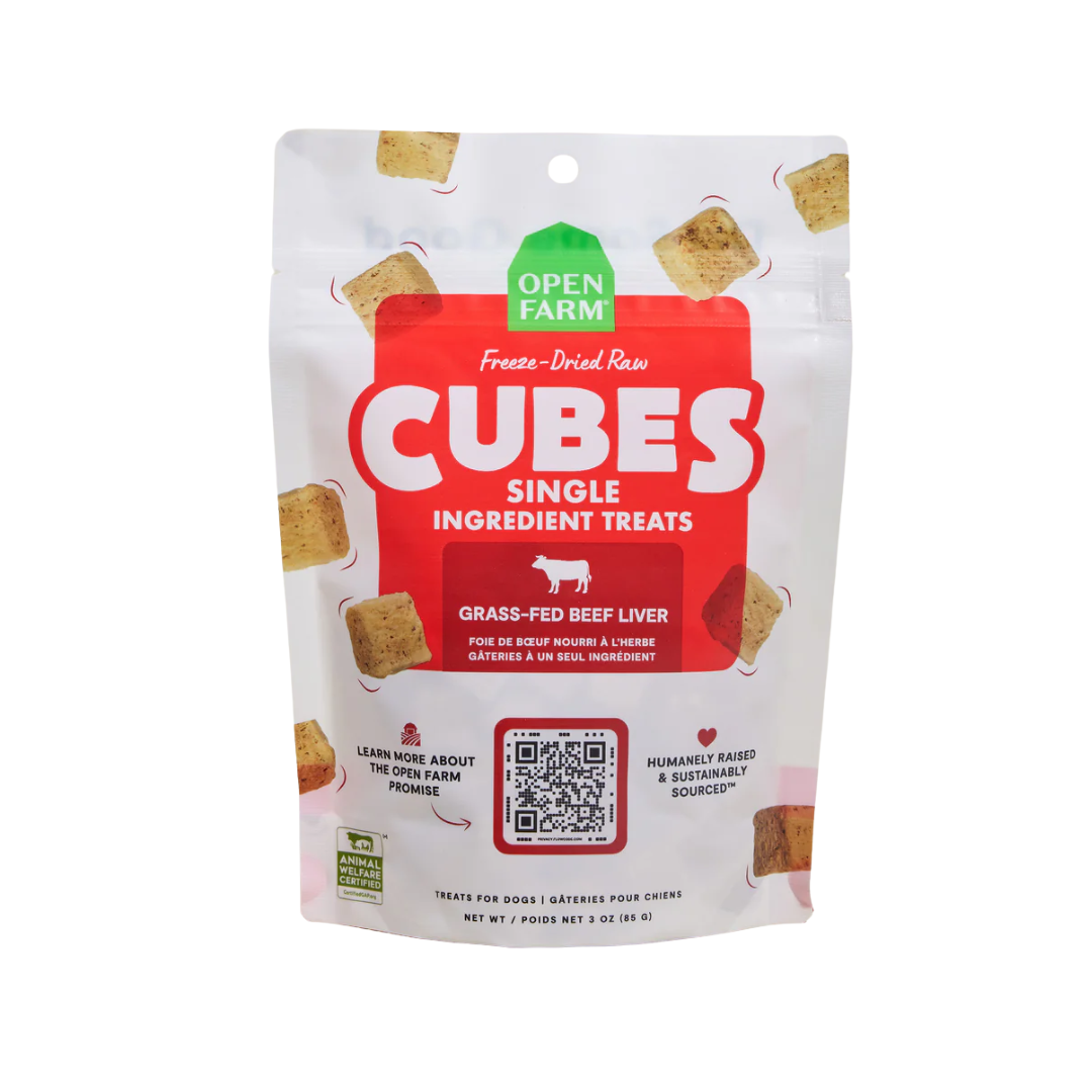 Open Farm Freeze-Dried Raw Dog Treats - Single Ingredient Beef Liver Cubes