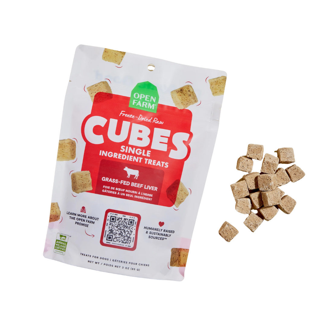 Open Farm Freeze-Dried Raw Dog Treats - Single Ingredient Beef Liver Cubes
