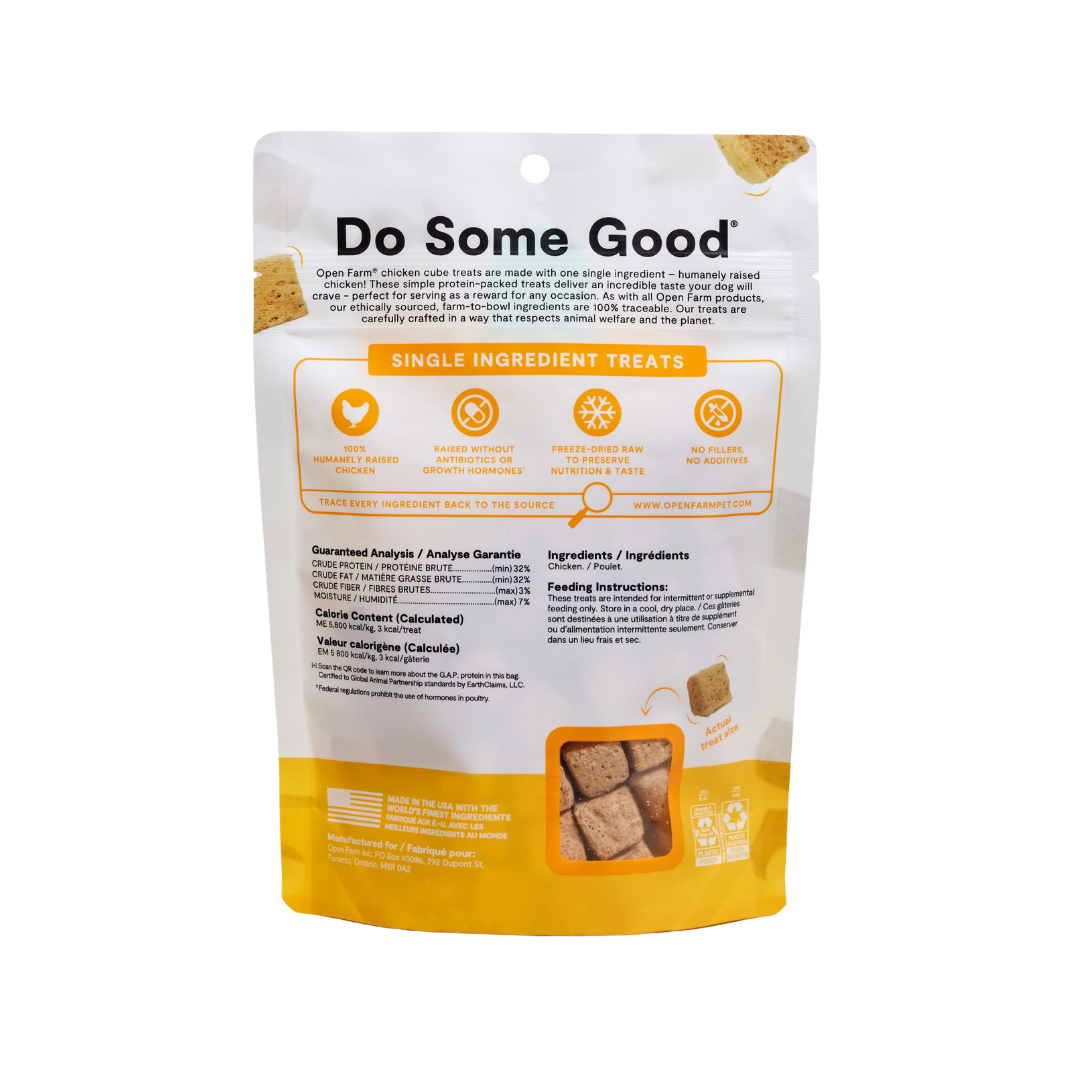 Open Farm Freeze-Dried Raw Dog Treats - Single Ingredient Chicken Cubes