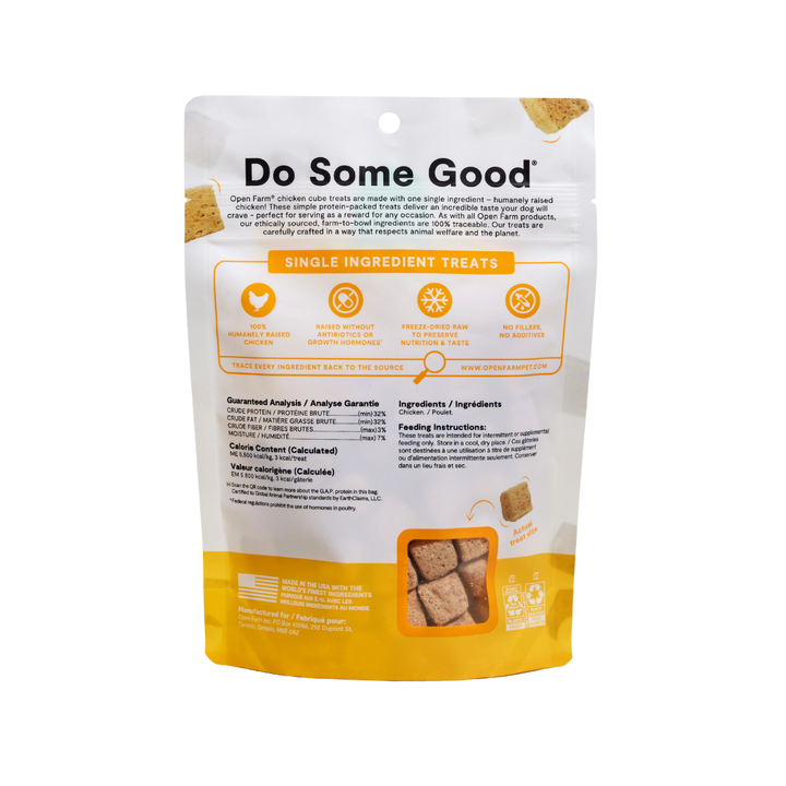 Open Farm Freeze-Dried Raw Dog Treats - Single Ingredient Chicken Cubes