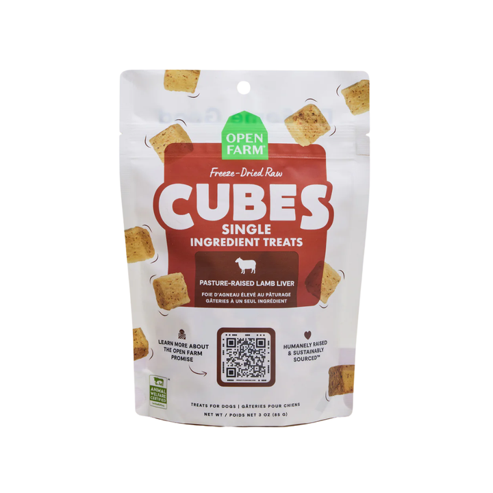 Open Farm Freeze-Dried Raw Dog Treats - Single Ingredient Lamb Liver Cubes
